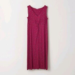 In Every Story Dress 2X Red Maxi Empire Twist Front Sleeveless Geo Boho Stretch